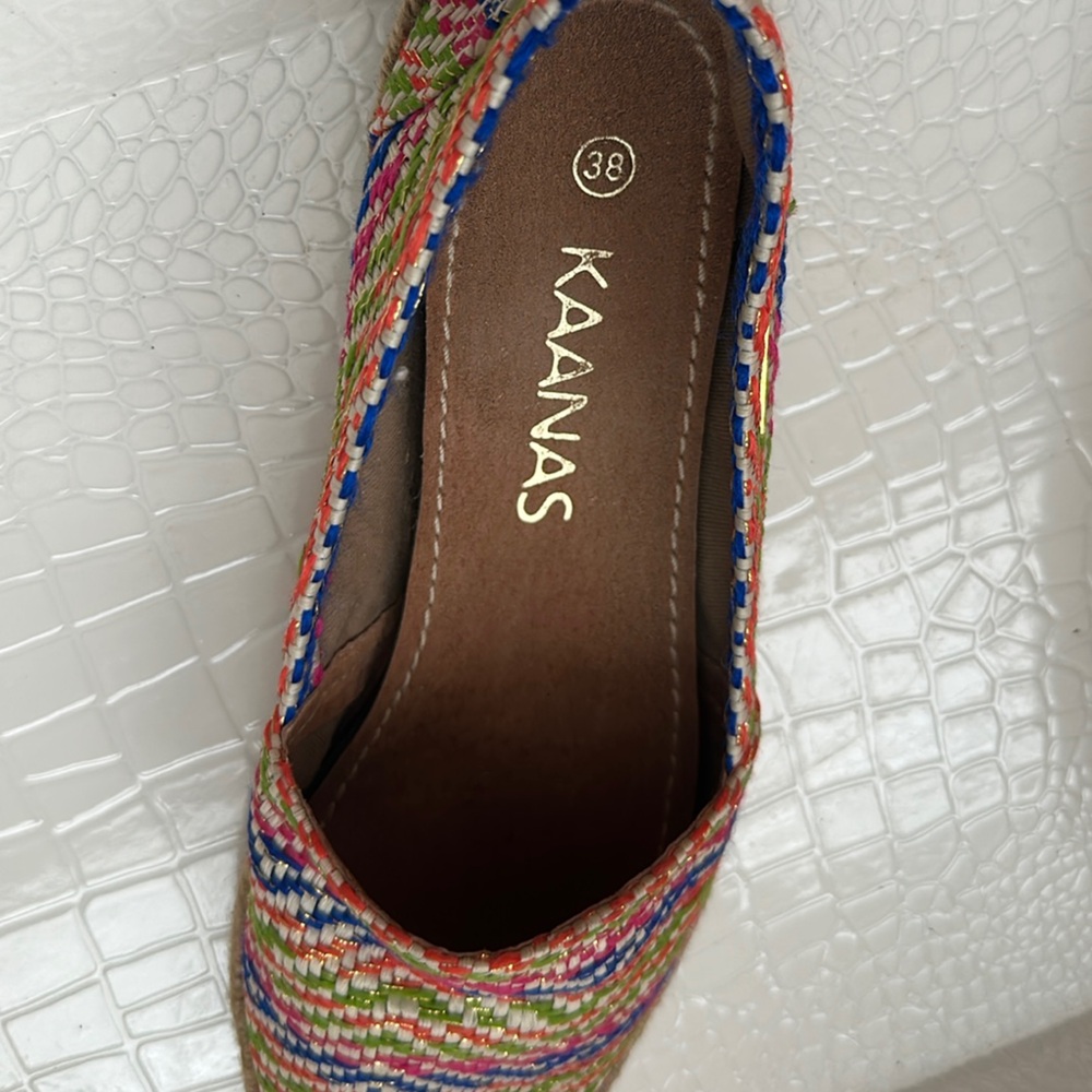 Kaanas Vibrant Woven Flats with Rounded Toe